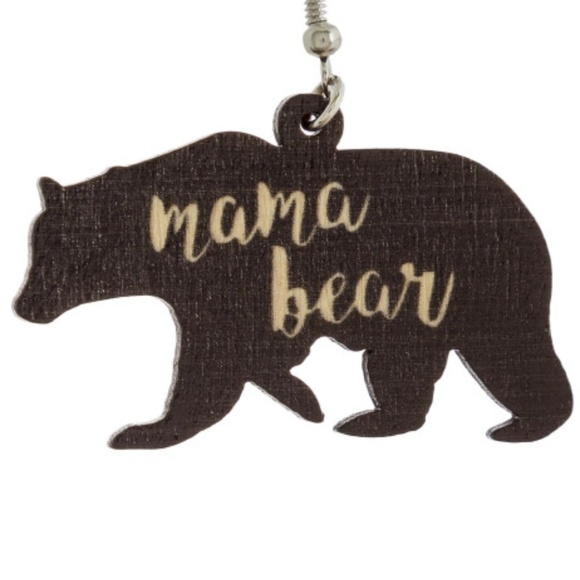 Mama Bear Fishhook Lightweight Wooden Earrings NWT - Picture 4 of 5
